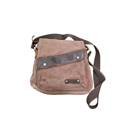 Augur Other - Augur Brown Canvas/Leather Messenger Crossbody Bag Adjustable Strap Size M